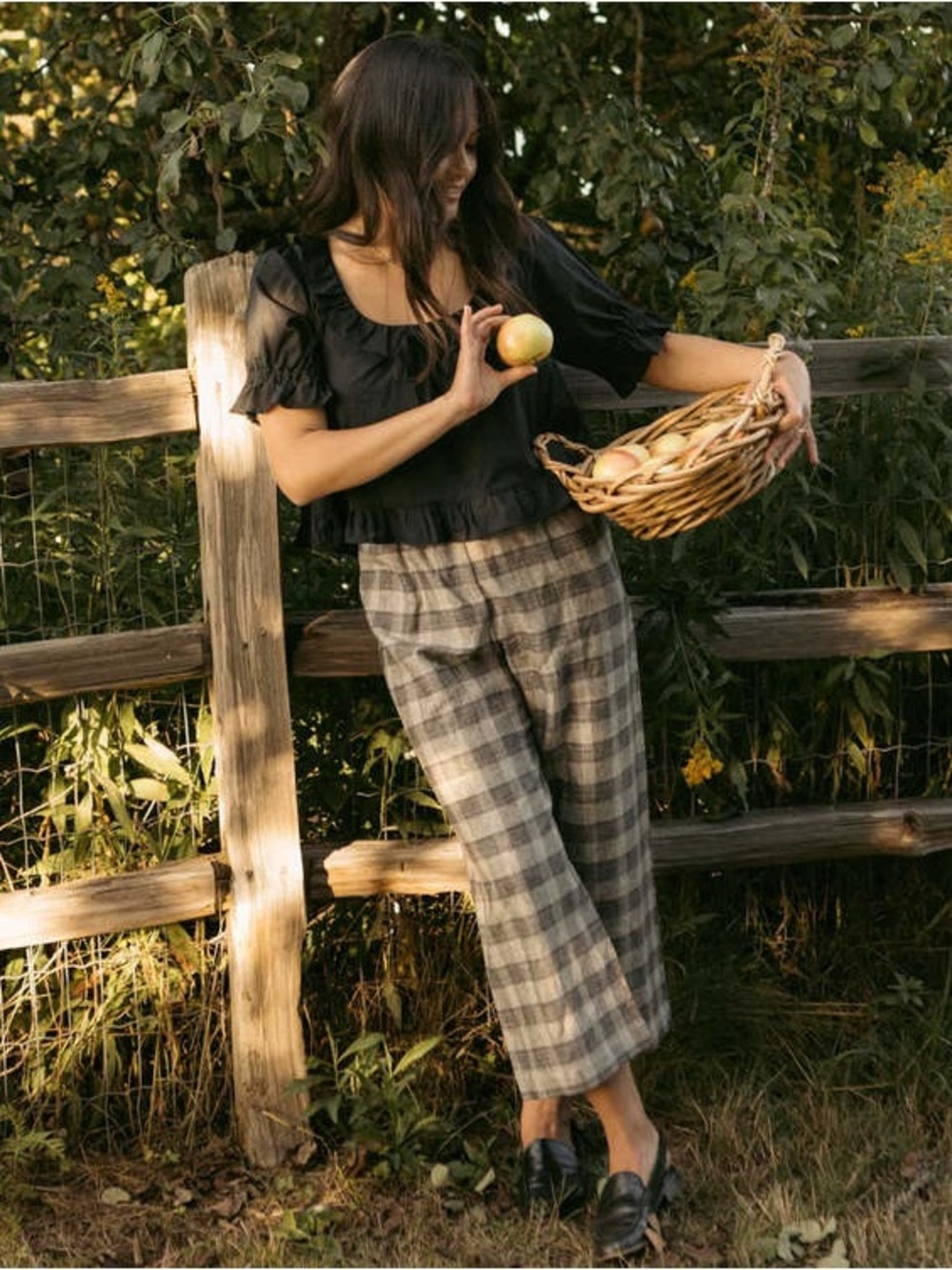 Harly Jae Size 1X Aura Wide-Leg Linen Cotton Pants Moody Plaid
